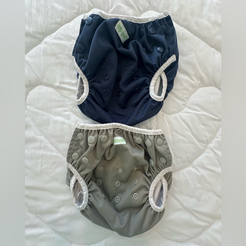 Wegreeco Toddler Adjustable Reusable Swim Diapers- Blue and Gray